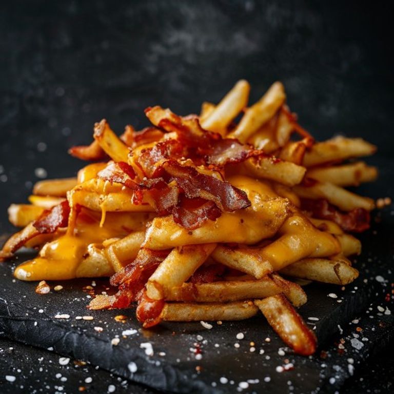 Fritas com cheddar e bacon
